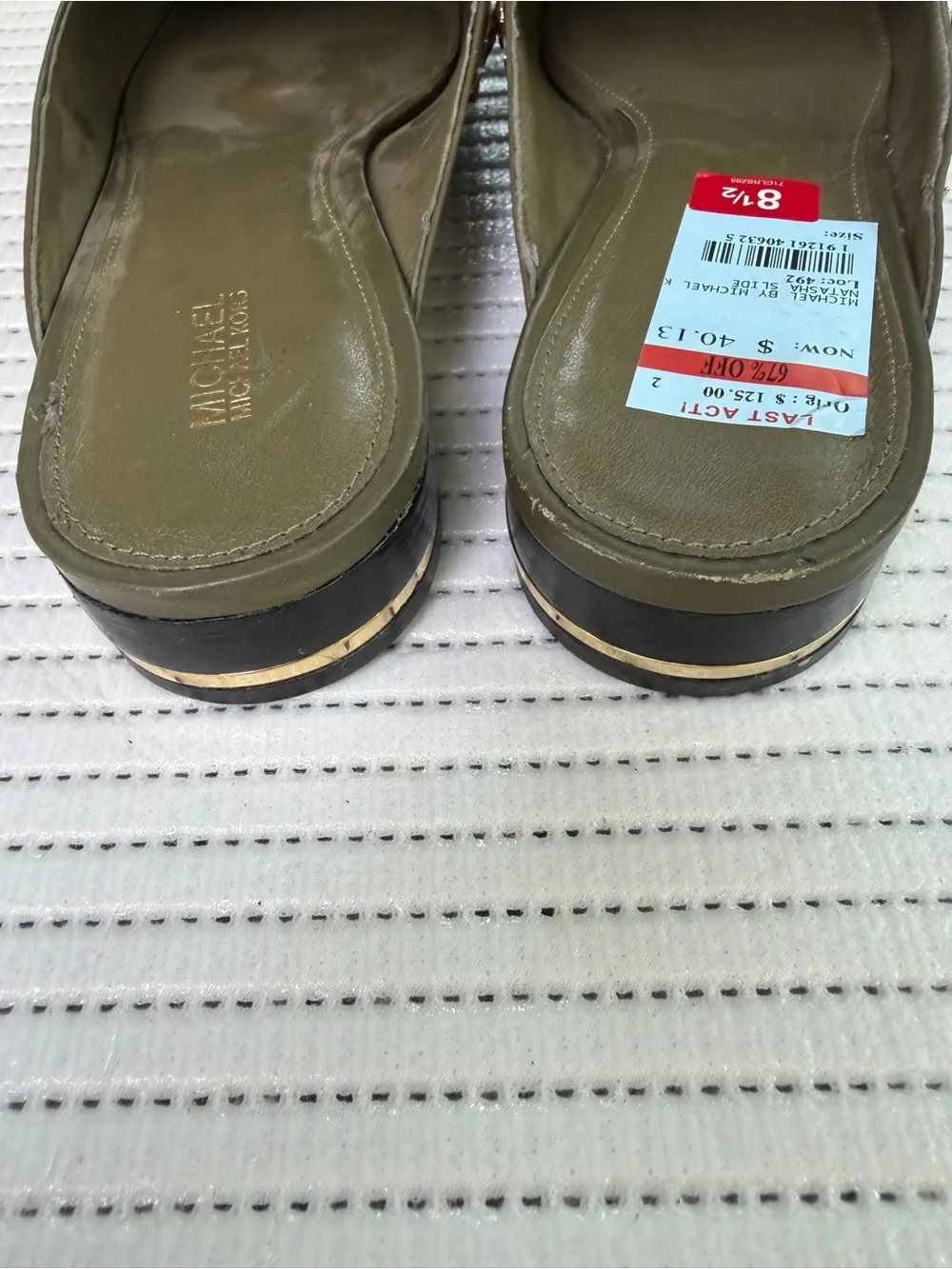 Michael Kors Olive Star-Stud Leather Slip-On Mules